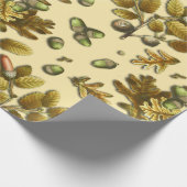 ボタニカルヴィンテージブラウンクリームオーク離れズアコーン ラッピングペーパー (角)