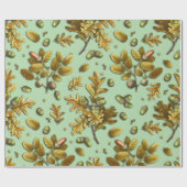 ボタニカルヴィンテージブラウンセージオーク離れズアコーン ラッピングペーパー (フラット)