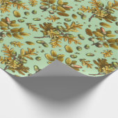 ボタニカルヴィンテージブラウンセージオーク離れズアコーン ラッピングペーパー (角)