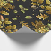 ボタニカルヴィンテージブラウンブラックオーク離れズアコーン ラッピングペーパー (角)
