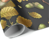 ボタニカルヴィンテージブラウンブラックオーク離れズアコーン ラッピングペーパー (ロールコーナー)