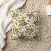 ボタニカルヴィンテージブラウンベージュオーク離れズアコーン クッション (ブランケット)