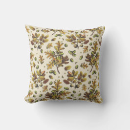 ボタニカルヴィンテージブラウンベージュオーク離れズアコーン クッション