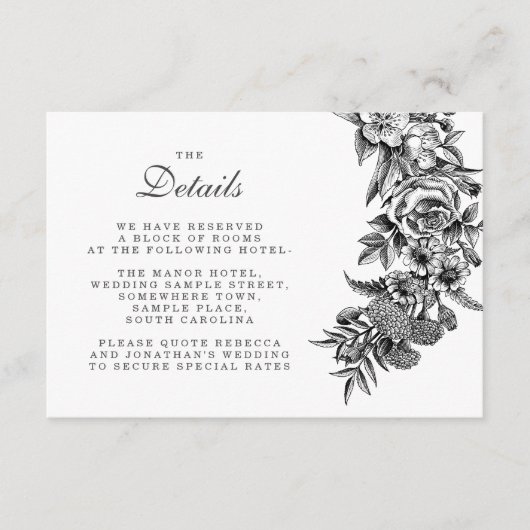 ボタニカルヴィンテージ結婚式詳細エンクロージャカード エンクロージャーカード (正面)