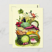ボタニカルヴィンテージ野菜ガーデンファームハーベスト ポストカード (正面/裏面)