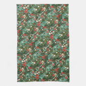 ボタニカル伝統的ユニークホリデークリスマス キッチンタオル (縦)