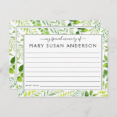 ボタニカル共有Aメモリ葬儀の出席カード ポストカード (正面/裏面)