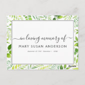 ボタニカル共有Aメモリ葬儀の出席カード ポストカード (裏面)