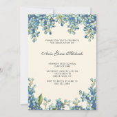 ボタニカル卒業パーティフォト招待状ブルー 招待状 (正面)