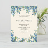 ボタニカル卒業パーティフォト招待状ブルー 招待状 (スタンド正面)