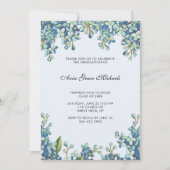 ボタニカル卒業パーティフォト招待状ブルー 招待状 (正面)