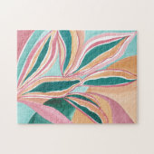 ボタニカル抽象芸術ウォーターカラーアートジグソーパズル ジグソーパズル (横)