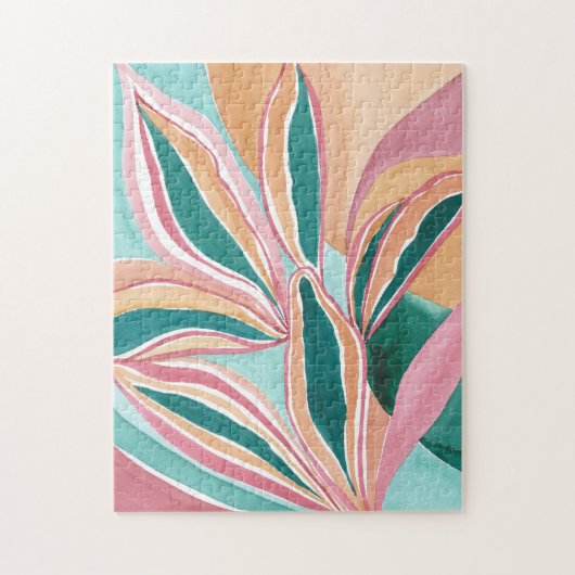 ボタニカル抽象芸術ウォーターカラーアートジグソーパズル ジグソーパズル (縦)