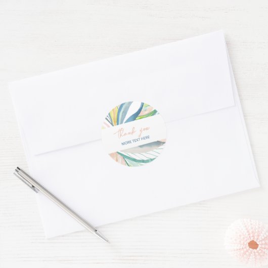 ボタニカル抽象芸術カスタムアートありがとう ラウンドシール (封筒)