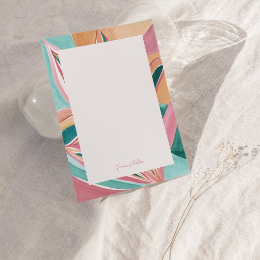 ボタニカル抽象芸術パーソナライズされたアートフラットノートカード 招待状