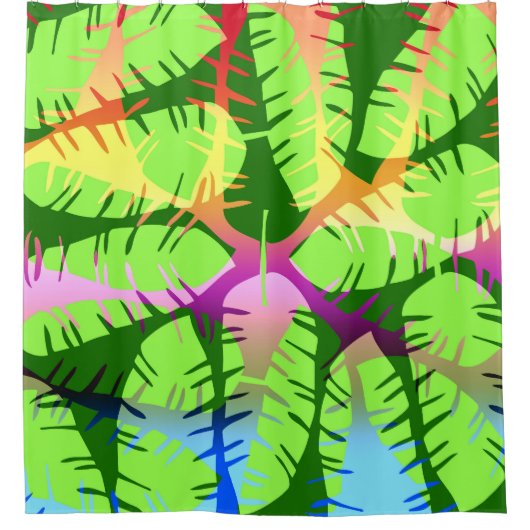 ボタニカル抽象芸術葉バナナデュベ シャワーカーテン (正面)