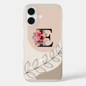 ボタニカル柄 ボホ レトロ 名前入り 大文字E Case-Mate iPhoneケース (裏面)