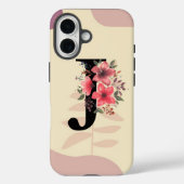 ボタニカル柄 ボホ レトロ 名前入り 大文字J Case-Mate iPhoneケース (裏面)