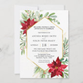 ボタニカル水彩グリーンが美しいクリスマスウェディング 招待状 (正面)