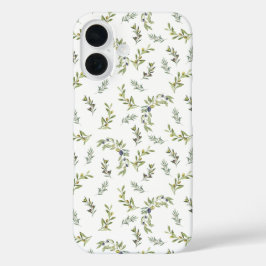 ボタニカル水彩サージグリーンオリーブ柄 iPhone 16ケース
