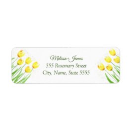 ボタニカル水彩チューリップ ウェディング 返信住所ラベル ラベル
