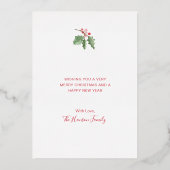 ボタニカル水彩写真エレガントクリスマス 箔シーズンカード (裏面)