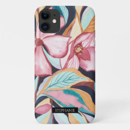 ボタニカル水彩抽象芸術 名前 Phoneケース iPhone 11 ケース