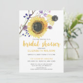 ボタニカル水彩画のひまわり ブライダルシャワーの招待状 招待状 (スタンド正面)