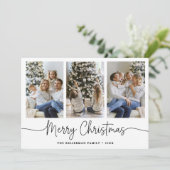 ボタニカル水彩3枚の写真のクリスマス シーズンカード (スタンド正面)