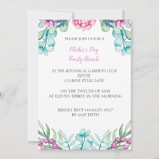 ボタニカル牡丹マザーズデイイベントパーティー 招待状 (正面)