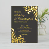 ボタニカル石板グレイ結婚コーナフォト金ゴールド 箔招待状 (立ち正面)