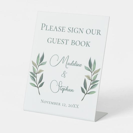 ボタニカル秋の結婚式ゲストブックペデスタルサイン 台座サイン (正面)