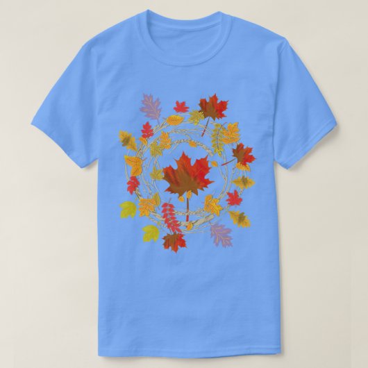 ボタニカル紅葉自然フォレストカラフルファル Tシャツ (デザイン正面)
