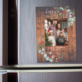 ボタニカル素朴さくらんぼウッドホリデーマグネットカード