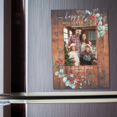 ボタニカル素朴さくらんぼウッドホリデーマグネットカード