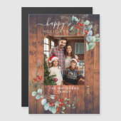 ボタニカル素朴さくらんぼウッドホリデーマグネットカード (正面/裏面)