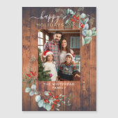 ボタニカル素朴さくらんぼウッドホリデーマグネットカード (正面)