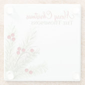 ボタニカル素朴ウォーターカラーホリデーウィンターカスタム ガラスコースター (裏面)