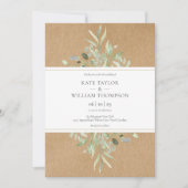 ボタニカル素朴グリーンリーKraftフォト結婚ズ 招待状 (正面)