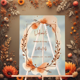 ボタニカル素朴テラコッタ結婚の歓迎リース アクリルサイン