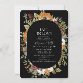 ボタニカル素朴ブラックテラコッタブライダルシャワー 招待状 (正面)