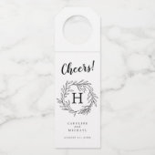 ボタニカル素朴リースエレガントなウェディングモノグラム ボトルネックタグ (正面)