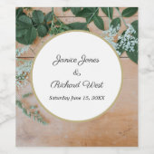 ボタニカル素朴金ゴールドフレームカスタムウェディング ワインラベル (シングルラベル)