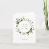 ボタニカル結婚クリスマス金ゴールドの感謝を折った カード (正面)