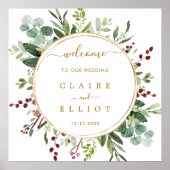 ボタニカル結婚クリスマス金ゴールドウェルカムスクエアP ポスター (正面)