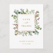 ボタニカル結婚クリスマス金ゴールドサンキューポストカー ポストカード (正面)