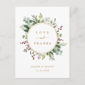 ボタニカル結婚クリスマス金ゴールド ポストカード (正面)