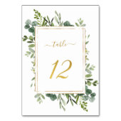 ボタニカル結婚グリーン金ゴールドグリッターナンバー12、 テーブルナンバー (裏面)