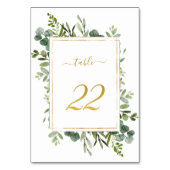 ボタニカル結婚グリーン金ゴールドグリッターナンバー22、 テーブルナンバー (裏面)