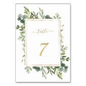 ボタニカル結婚グリーン金ゴールドグリッターナンバー7、 テーブルナンバー (裏面)